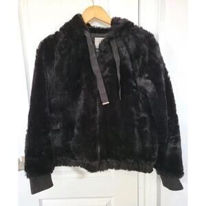 Black Fluffy Soft Jacket (Women's Small) With Hood